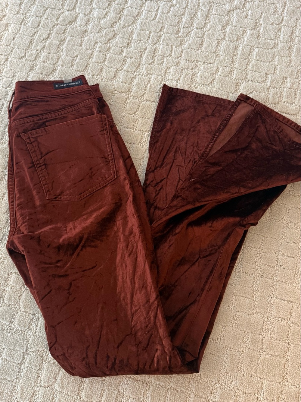 Citizens Of Humanity Crushed Velvet Wine Flare Pants